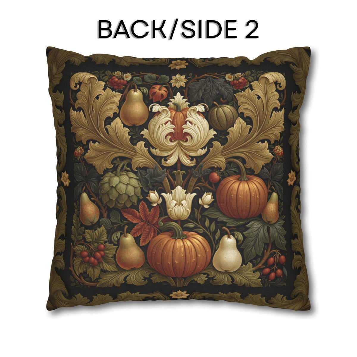William Morris Inspired Fall Pillow Cover: Autumn Harvest Tapestry, Pumpkin, Pear & Gold