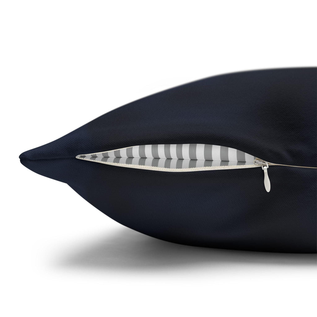 Regal Golden Emblem Navy Blue Pillow Cover: Elegant Home Decor