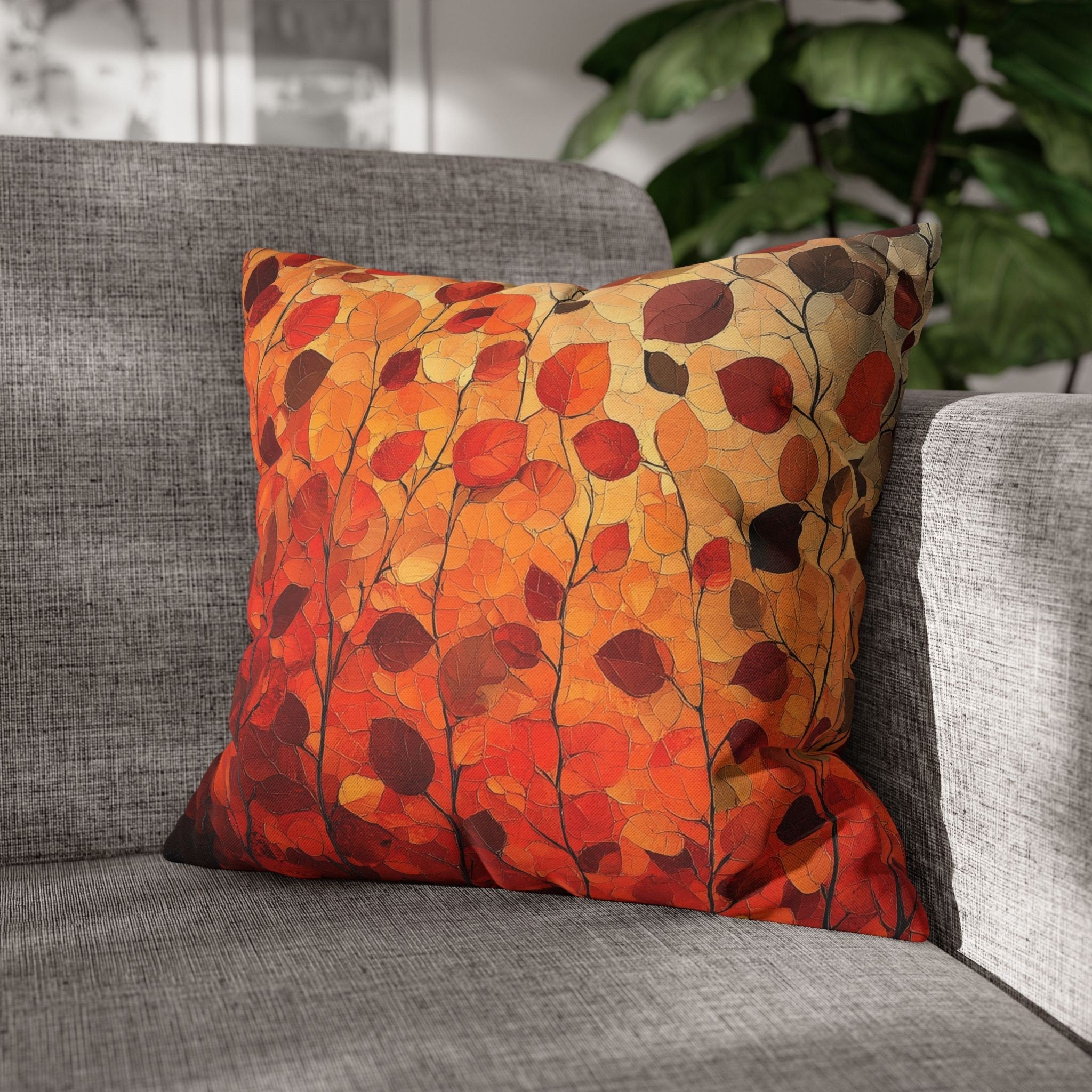 Autumn Leaves Pillow Cover | Vibrant Fall Colors with Ombré effect | Seasonal Home Decor
