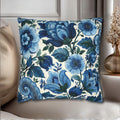 Blue and White Botanical Pillow Cover: Stylized Floral Vine Design
