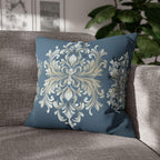 Elegant Teal Damask Pillowcase: Baroque-Inspired Floral Cushion Cover for Luxurious Home Decor