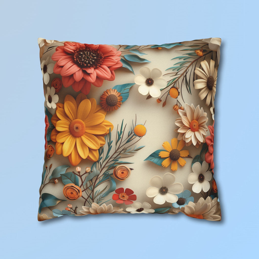 William Morris Floral Pillow Cover, Vibrant Warm Tones Print