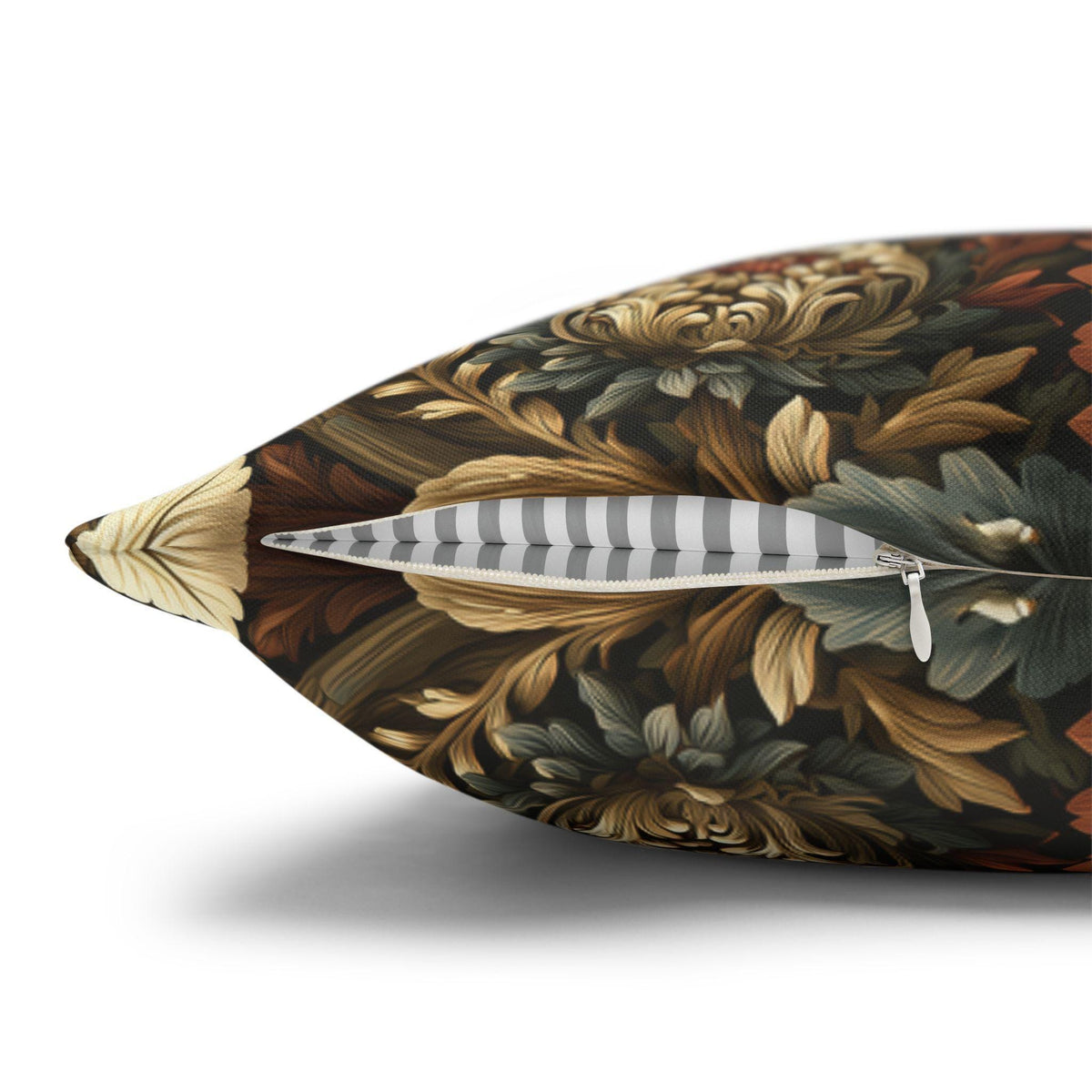 Fall Leaves Pattern Pillow Cover: Vintage Botanical Accent Cushion in Rust, Blue, and Cream