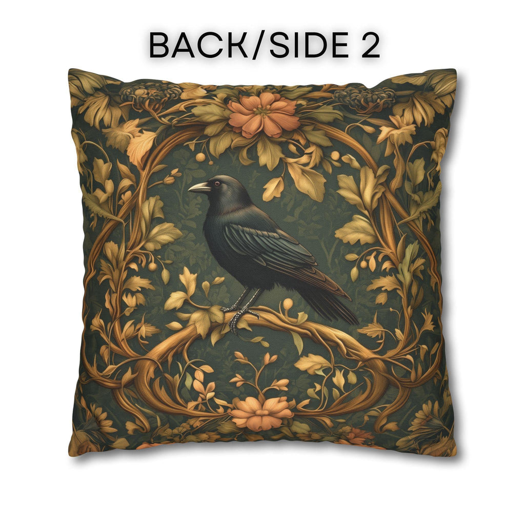Autumn Crow Pillow Cover: Moody Botanical Fall & Halloween Decor