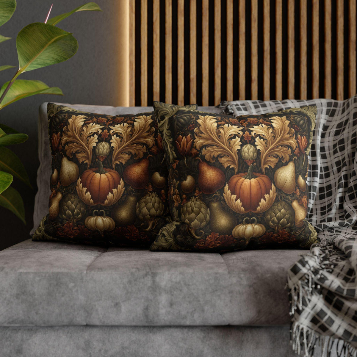 William Morris Inspired Pillow Cover: Vintage Style Autumn Harvest Tapestry