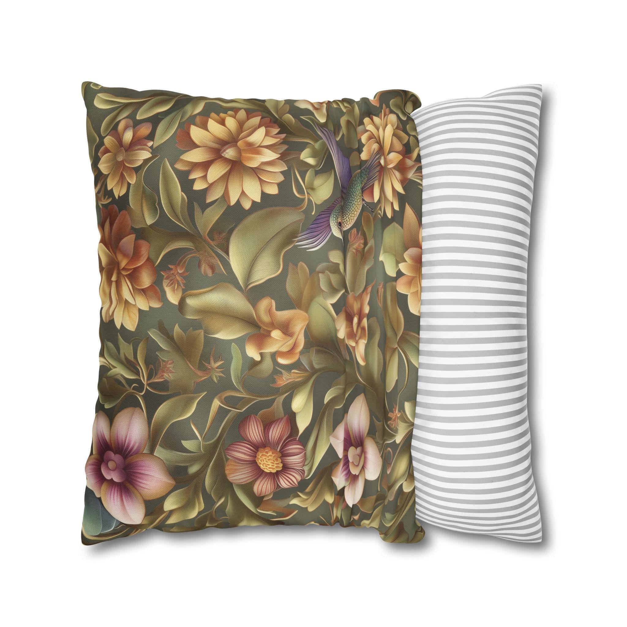William Morris Botanical Hummingbird Throw Pillow Cover: Floral Vintage Style