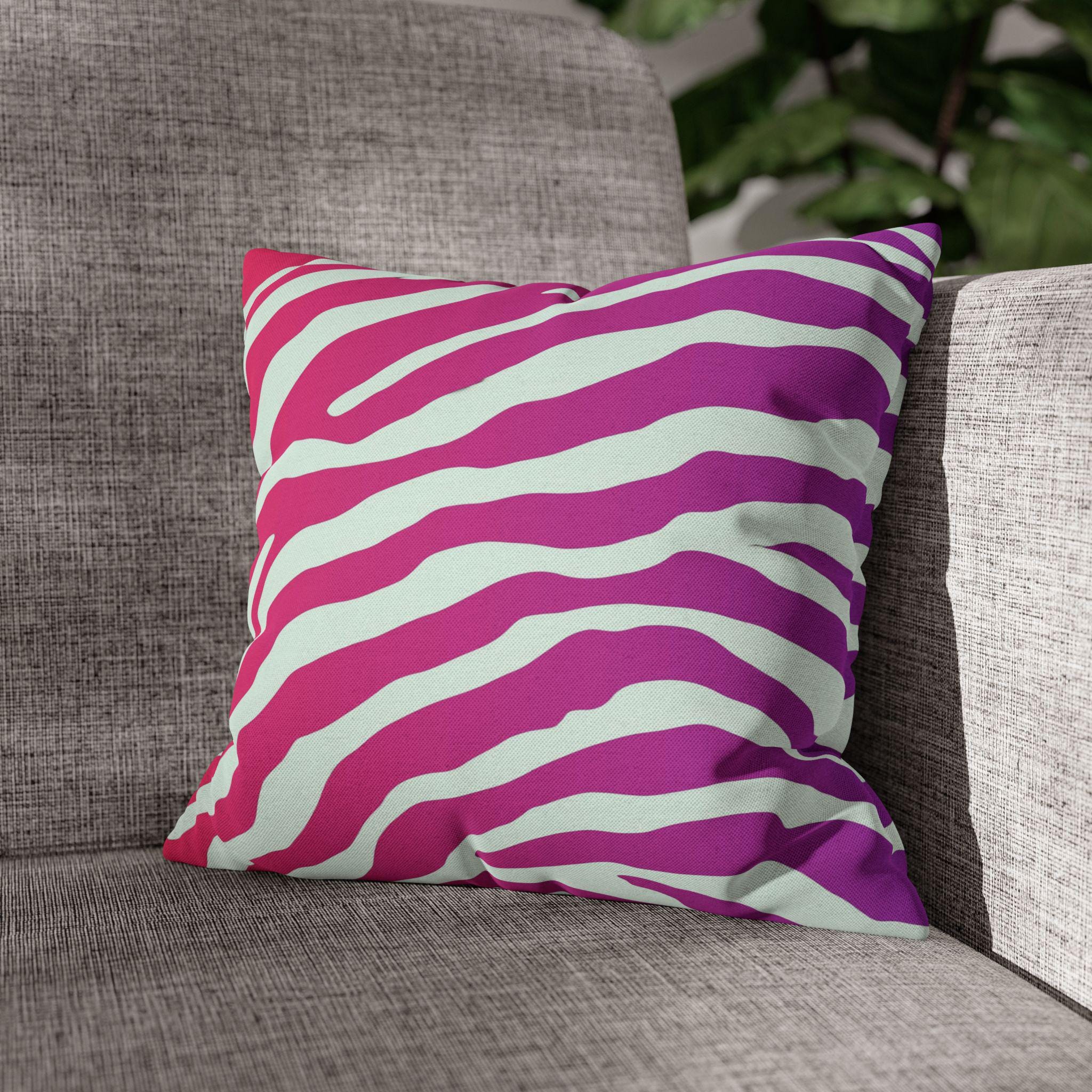 Magenta Zebra Stripe Pillow Cover: Bold Pop Art Accent for Vibrant Safari-Inspired Decor