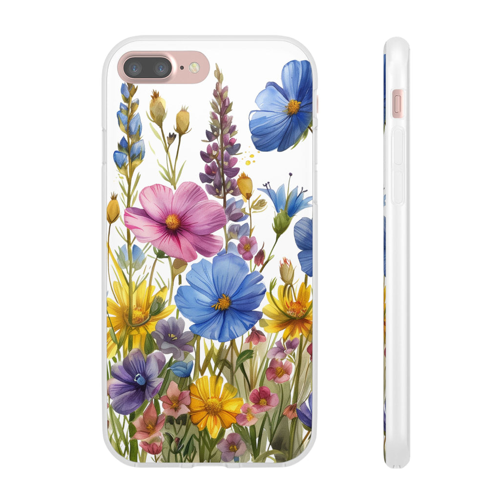 Floral Phone Case: Slim Matte TPU Cover, Wildflower Garden