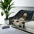 Whimsical Winter Wonderland Fleece Throw: William Morris Inspired Snowman Blanket for Cozy Christmas Decor