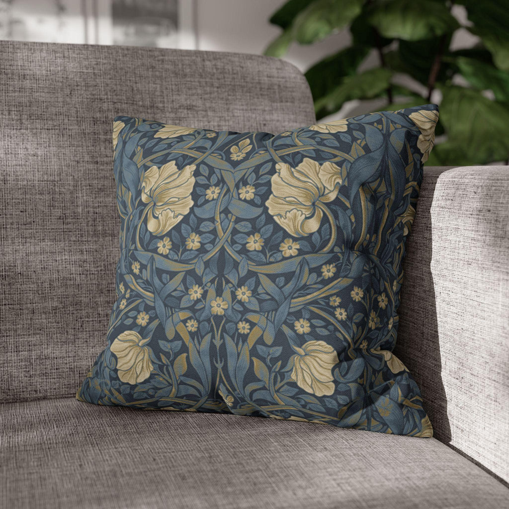 William Morris Pillow Cover: Charcoal Blue Ivory Vintage Pimpernel Reconstructed