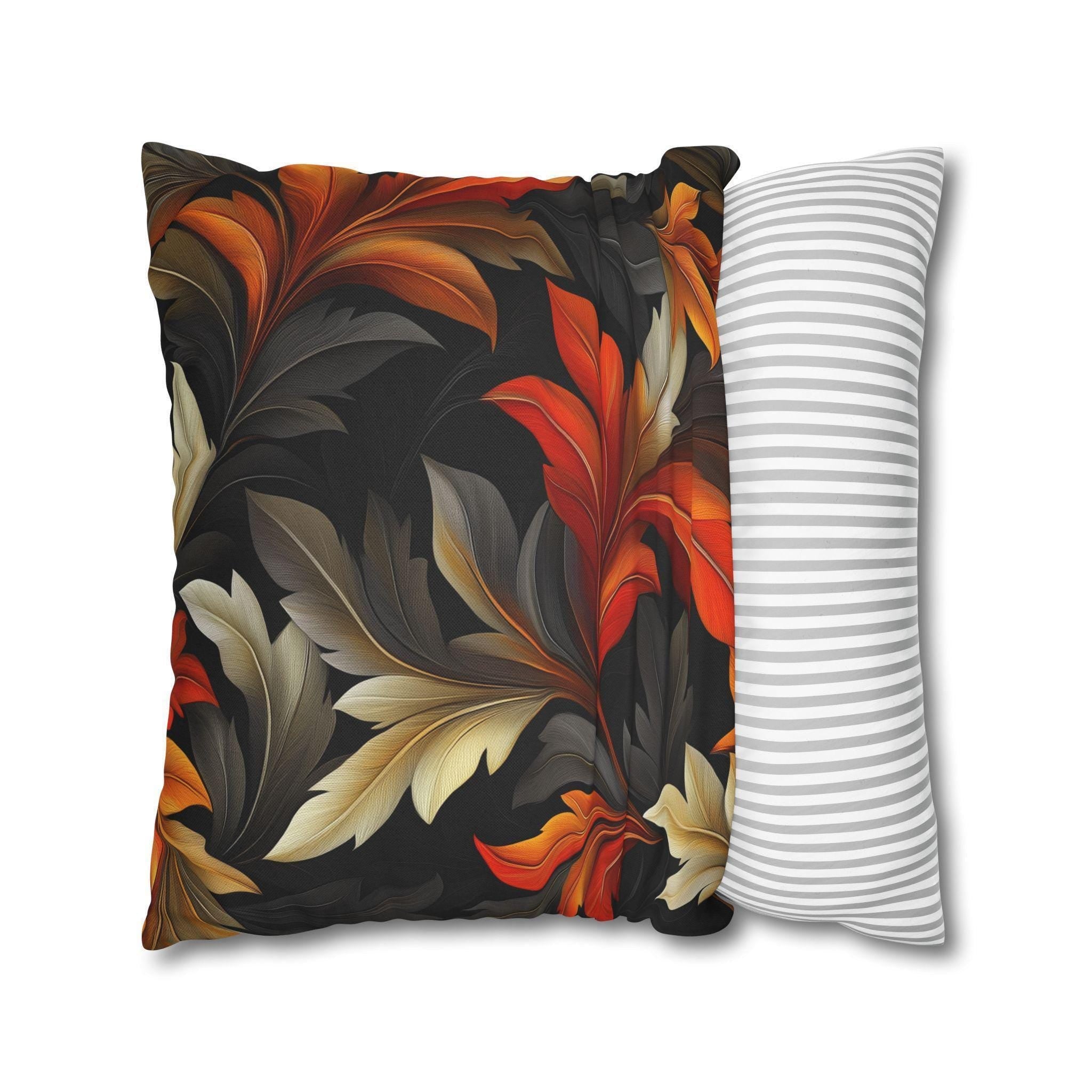William Morris Inspired Pillow Cover: Black Autumn Leaves Tapestry Cushion