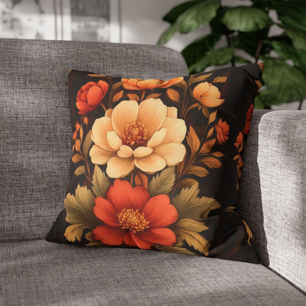 Peony Pillow Cover: Autumn Floral in Warm Rustic Colors