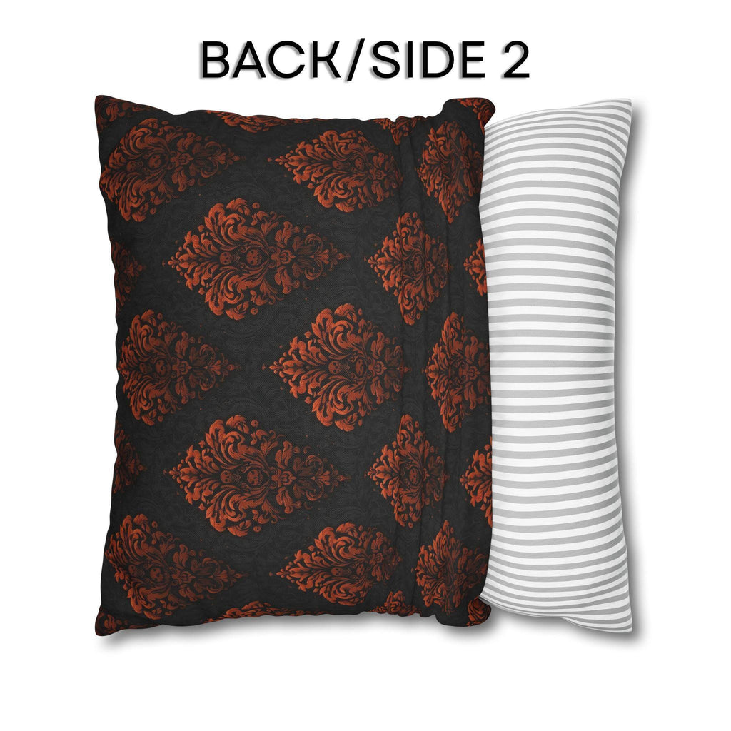 Halloween Damask Pillow Cover: Hidden Skulls in Black and Burnt Orange