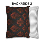 Halloween Damask Pillow Cover: Hidden Skulls in Black and Burnt Orange