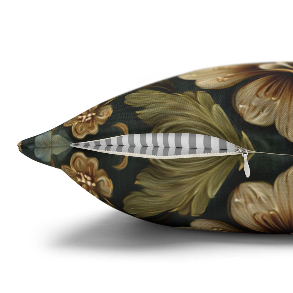 Botanical Damask Throw Pillow Cover: Moody Sage, Teal and Cream Floral