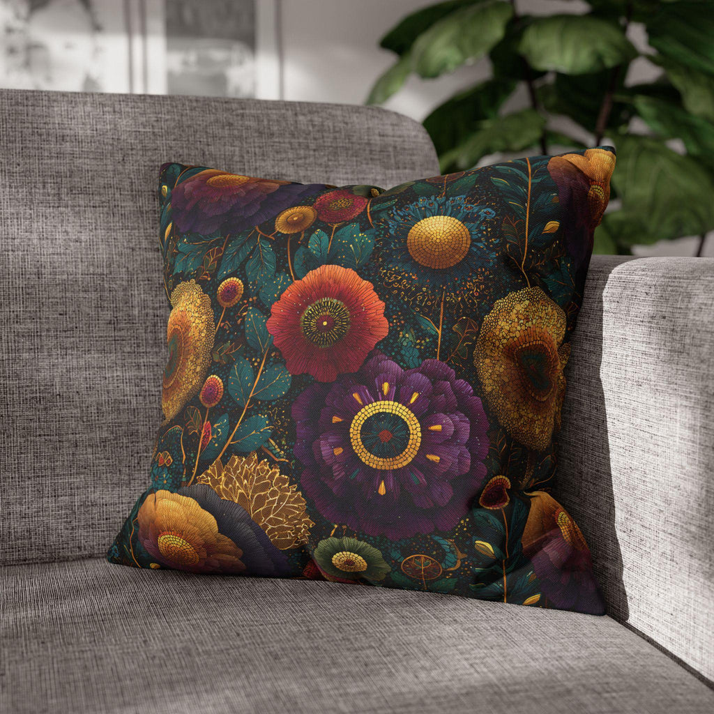Klimt Botanical Pillow Cover: Jewel Tone Art Nouveau Home Decor