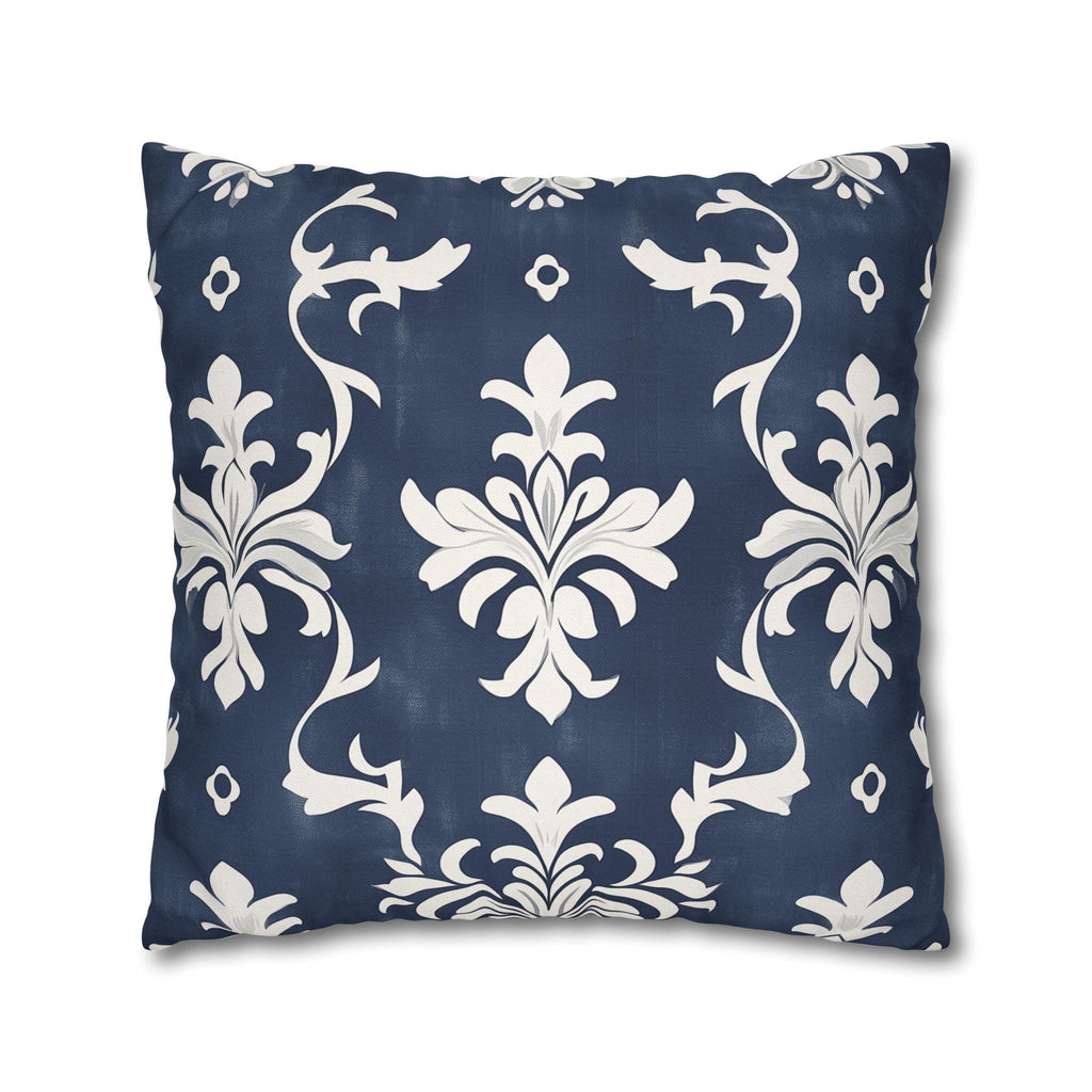 Bold Damask Pattern Pillow Cover, Navy Blue & White Elegant Home Decor