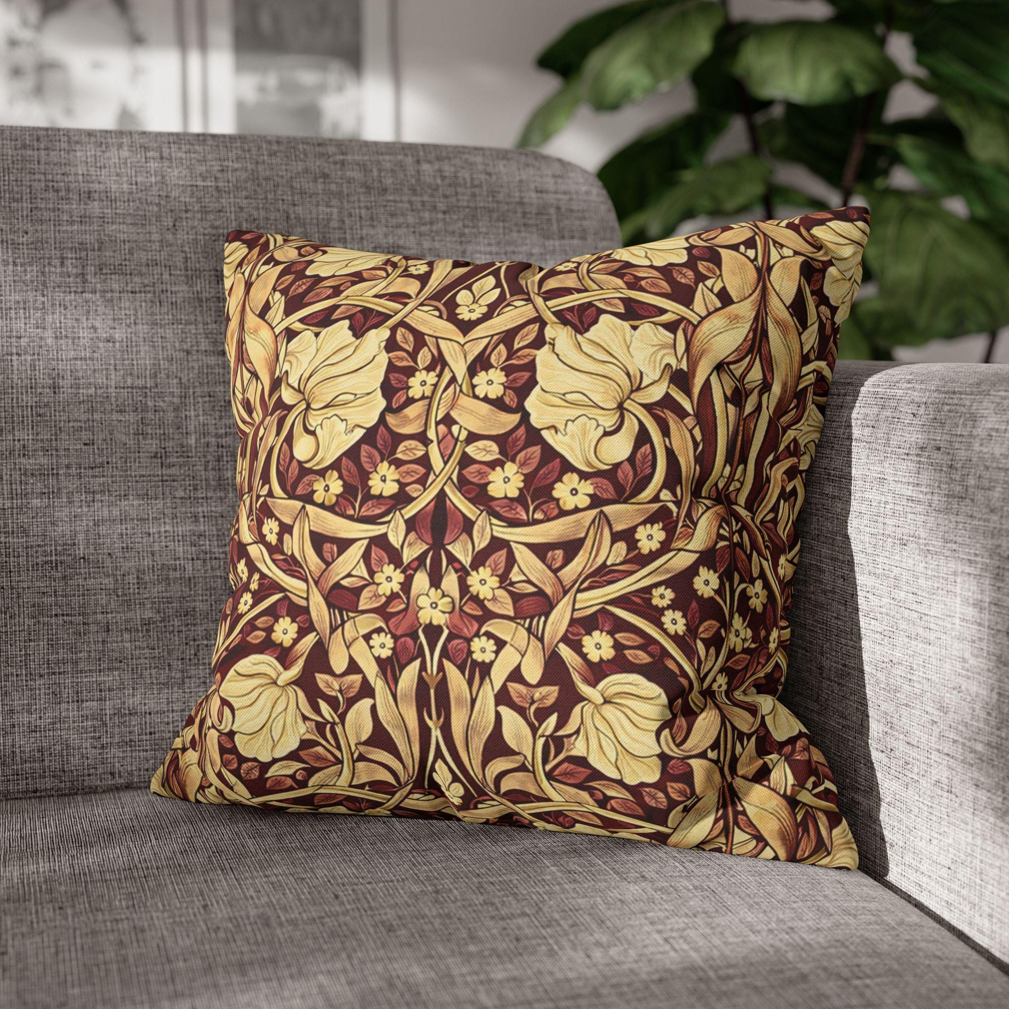 William Morris Pillow Cover: Burgundy Champagne Vintage Pimpernel Reconstructed