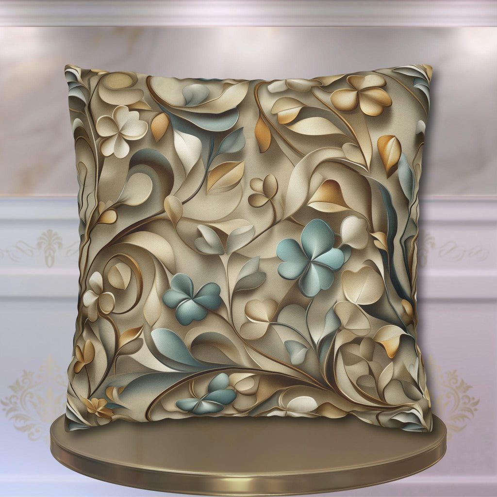 Elegant St. Patrick's Day Shamrock Pillow Cover: William Morris Inspired Botanical Square Cushion Cover