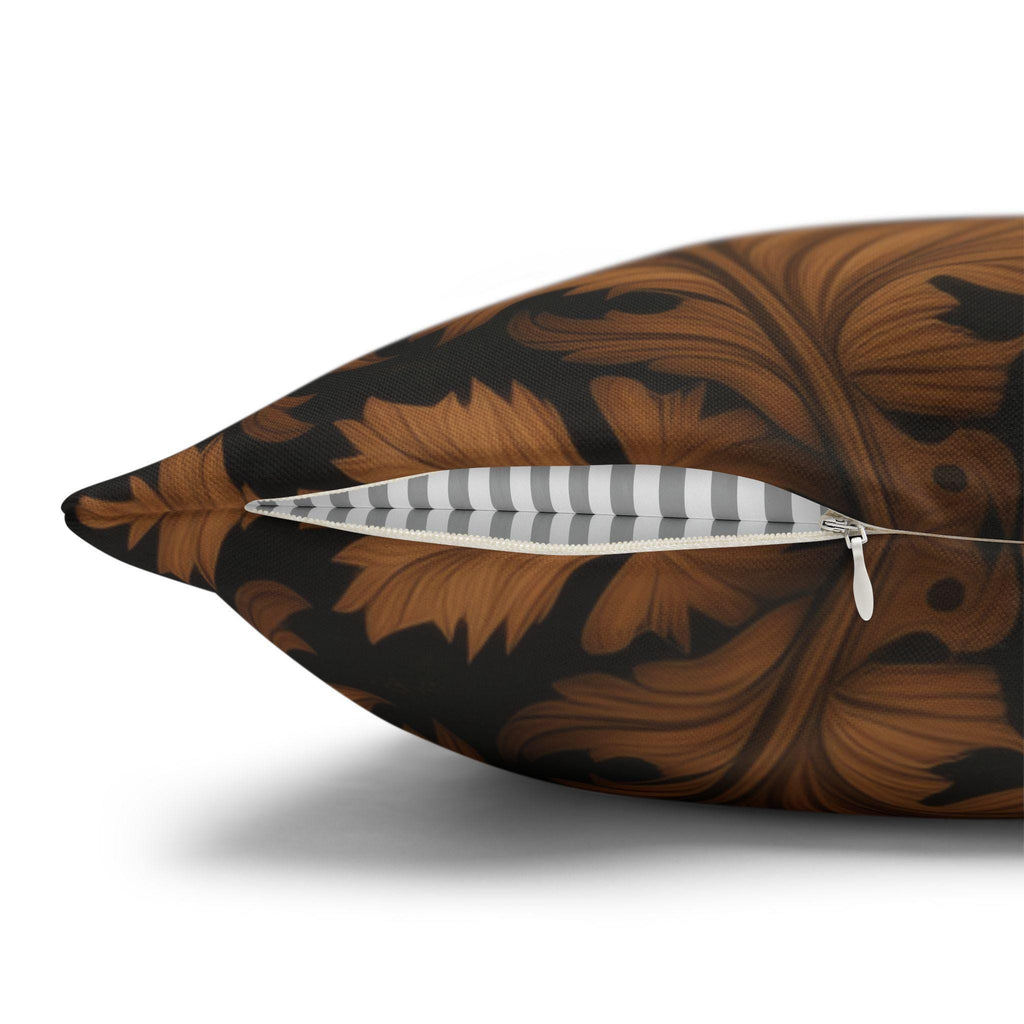 William Morris Inspired Fall Pillow Cover:  Copper, Burnt Orange, Caramel on Dark Brown