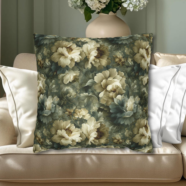 Country Farmhouse Pillow Cover: Vintage Style Victorian Blue & Pink Floral Decor
