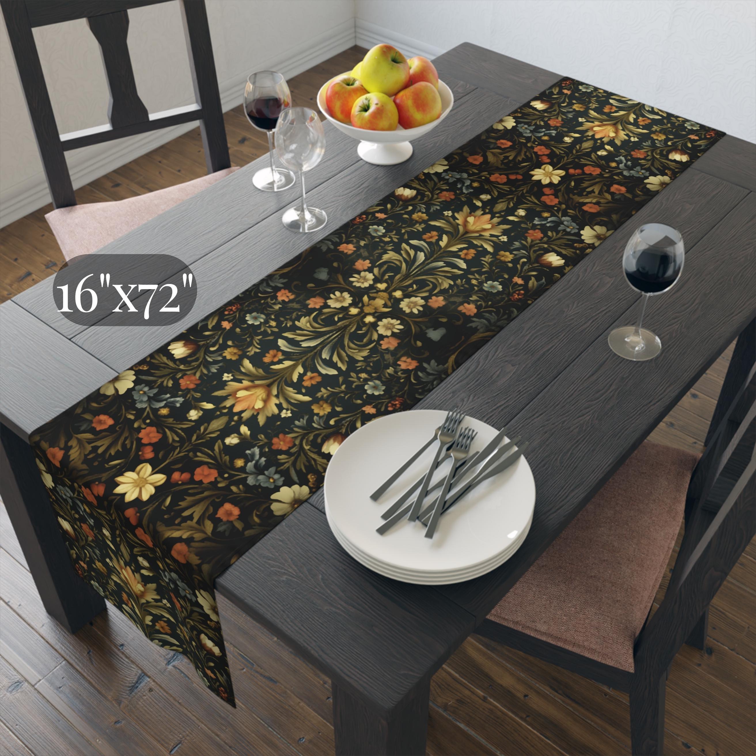 William Morris inspired Table Runner: Vintage Style Moody Blooms