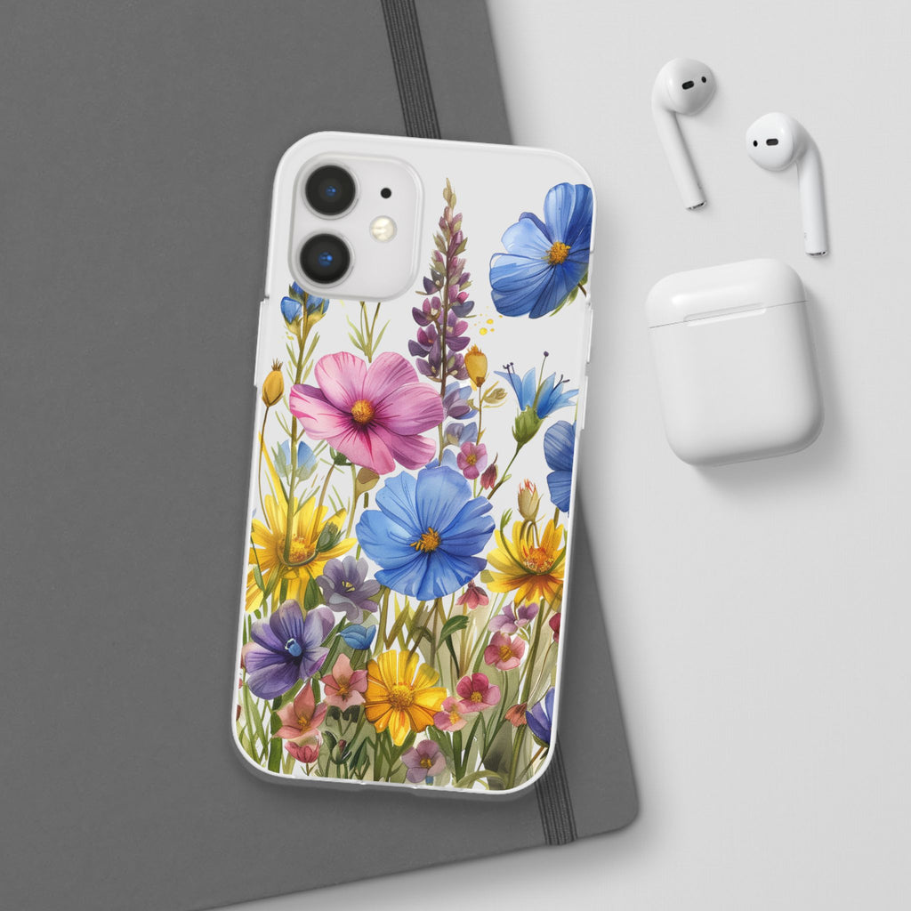 Floral Phone Case: Slim Matte TPU Cover, Wildflower Garden