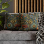 William Morris Inspired Throw Pillow Cover: Moody Teal Botanical Floral