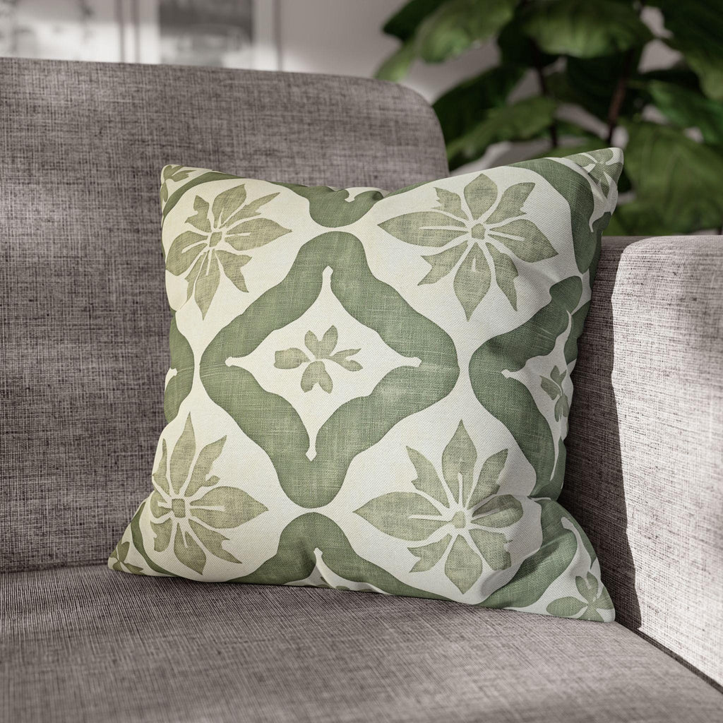 Moroccan Damask Pillow Cover: Sage Green and Ivory Classic Accent