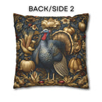 William Morris Autumn Pillow Cover: Botanical Thanksgiving Turkey Decor, Grey-Blue and Gold
