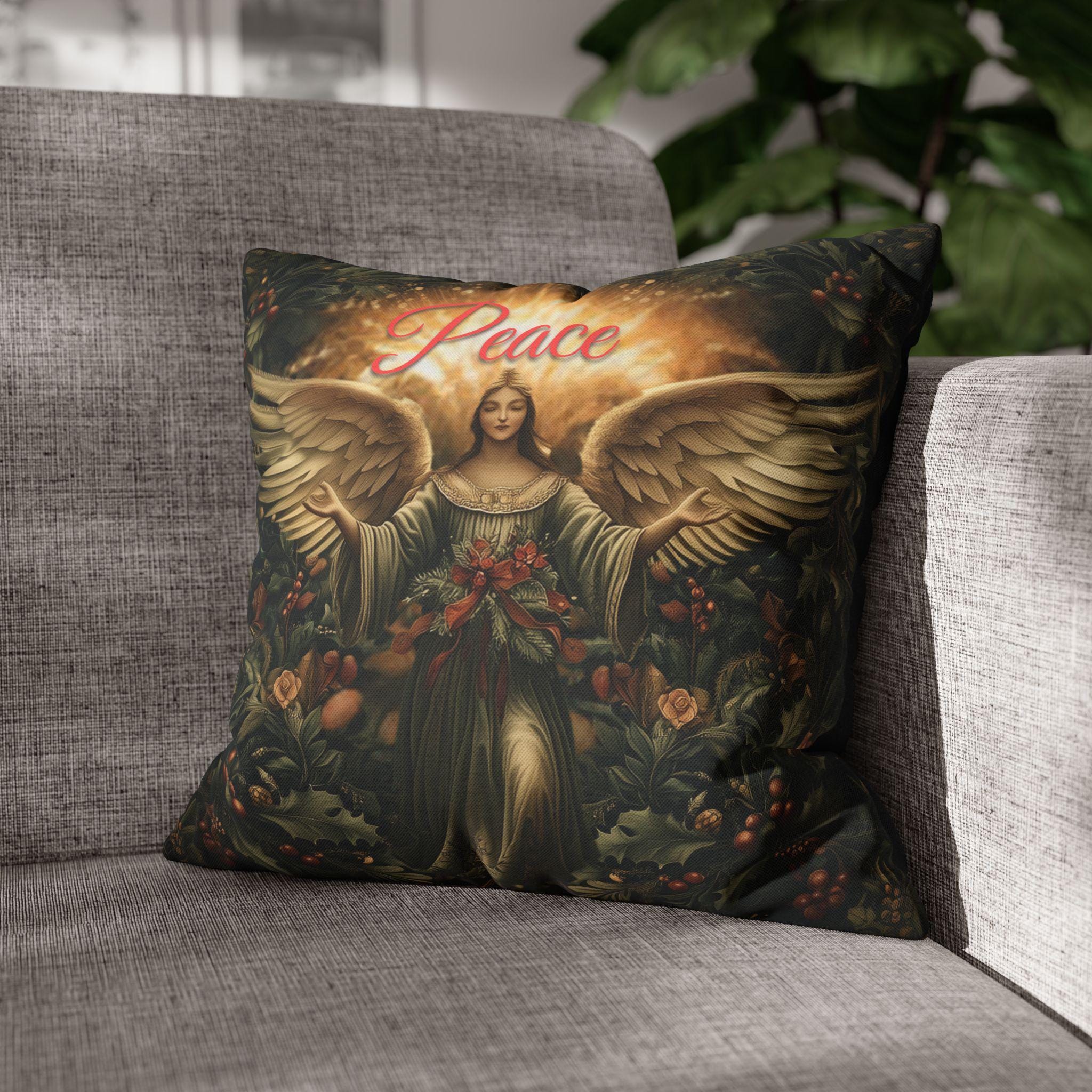 William Morris Inspired Angel Wing Pillow Cover: Divine Guardian Christmas Home Decor