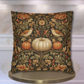 Pumpkin Thief Pillow Cover: William Morris Inspired Autumn Botanical Birds