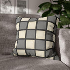 Gray Windowpane Plaid Pillow Cover: Neutral Checkered Contemporary Accent