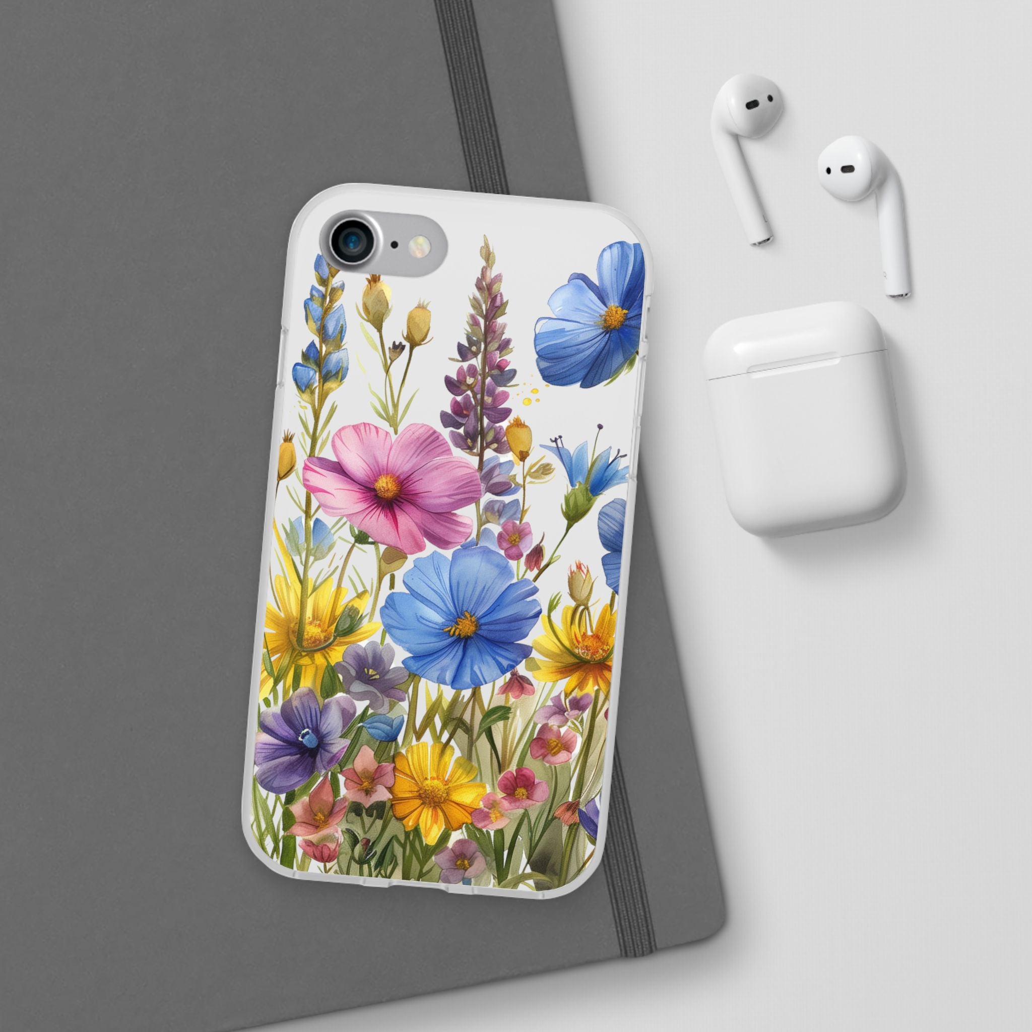 Floral Phone Case: Slim Matte TPU Cover, Wildflower Garden