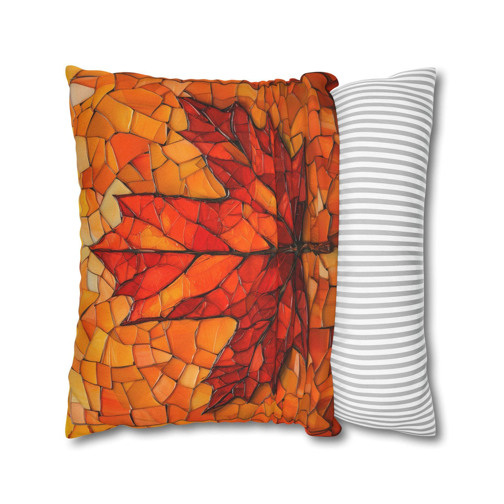 Stained Glass Autumn Maple Leaf Pillow Cover: Fall Decor, Thanksgiving Gift, Seasonal Accent