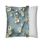 Elegant Chinoiserie Pillowcase: Blue-Teal Gradient Cherry Blossom Design for Home Decor