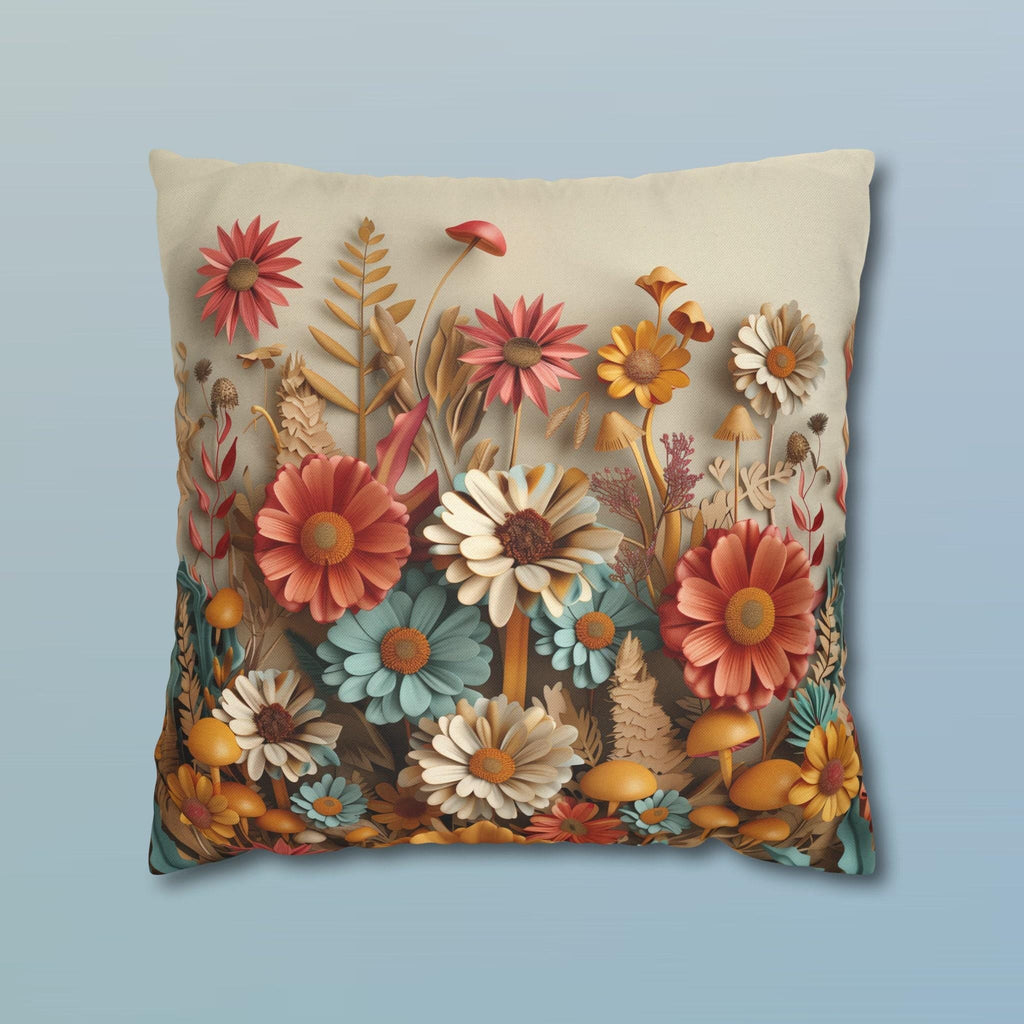 Floral Botanical Garden Pillow Cover: Warm Tone Accent Cushion