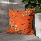 Halloween Chinoiserie Pillow Cover: Bright Orange Five Bats Decor