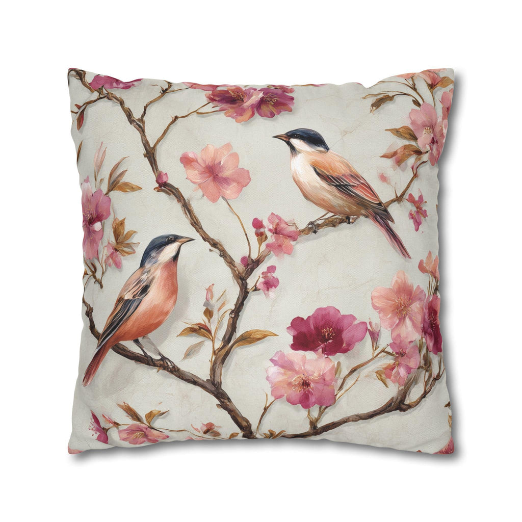 Chinoiserie Bird Pillow Cover: Vintage Style Floral Accent Cushion