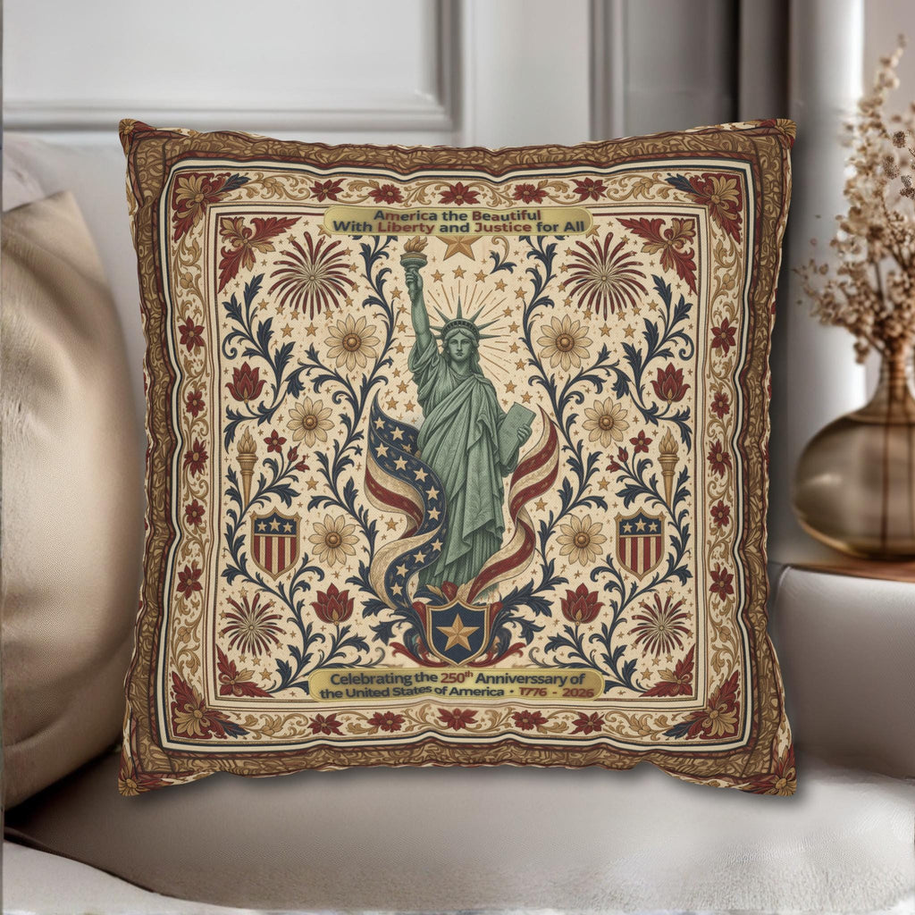 Patriotic Statue of Liberty Pillow Cover: Americana Heritage Design