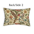 William Morris Hummingbird Lumbar Pillow: Vintage Style Botanical Bird Floral Accent