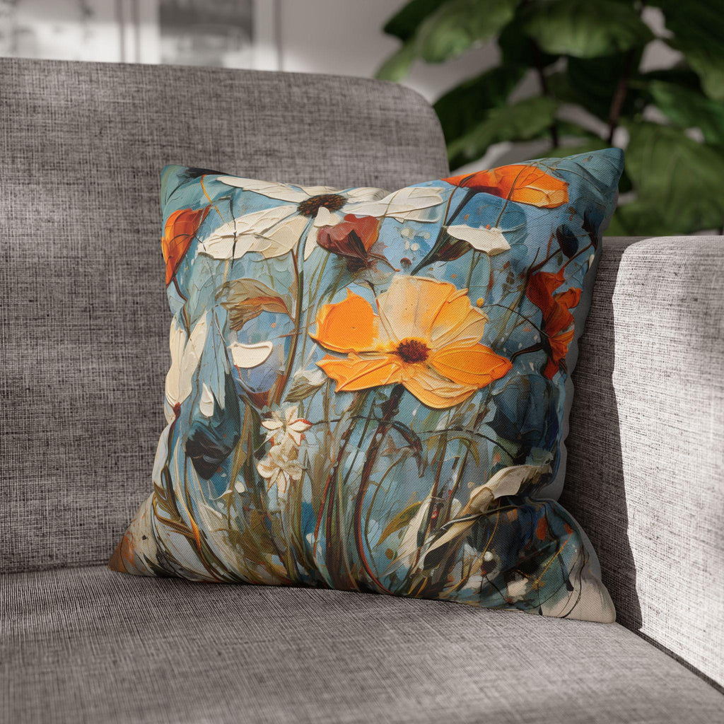 Vintage-Inspired Artistic Wildflower Pillow Cover: Oil Painting Style Floral Accent Cushion