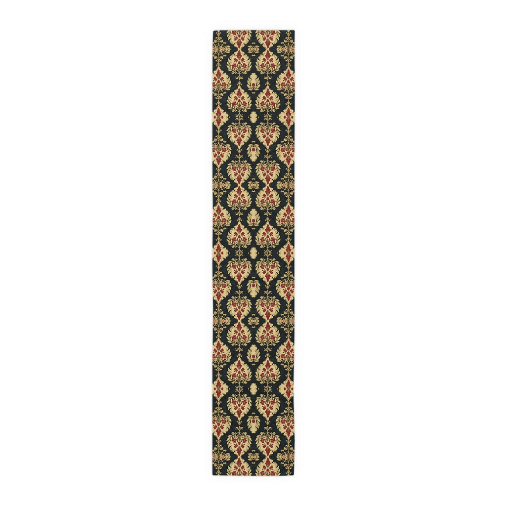 Elegant Ikat Christmas Table Runner: Red Green Gold