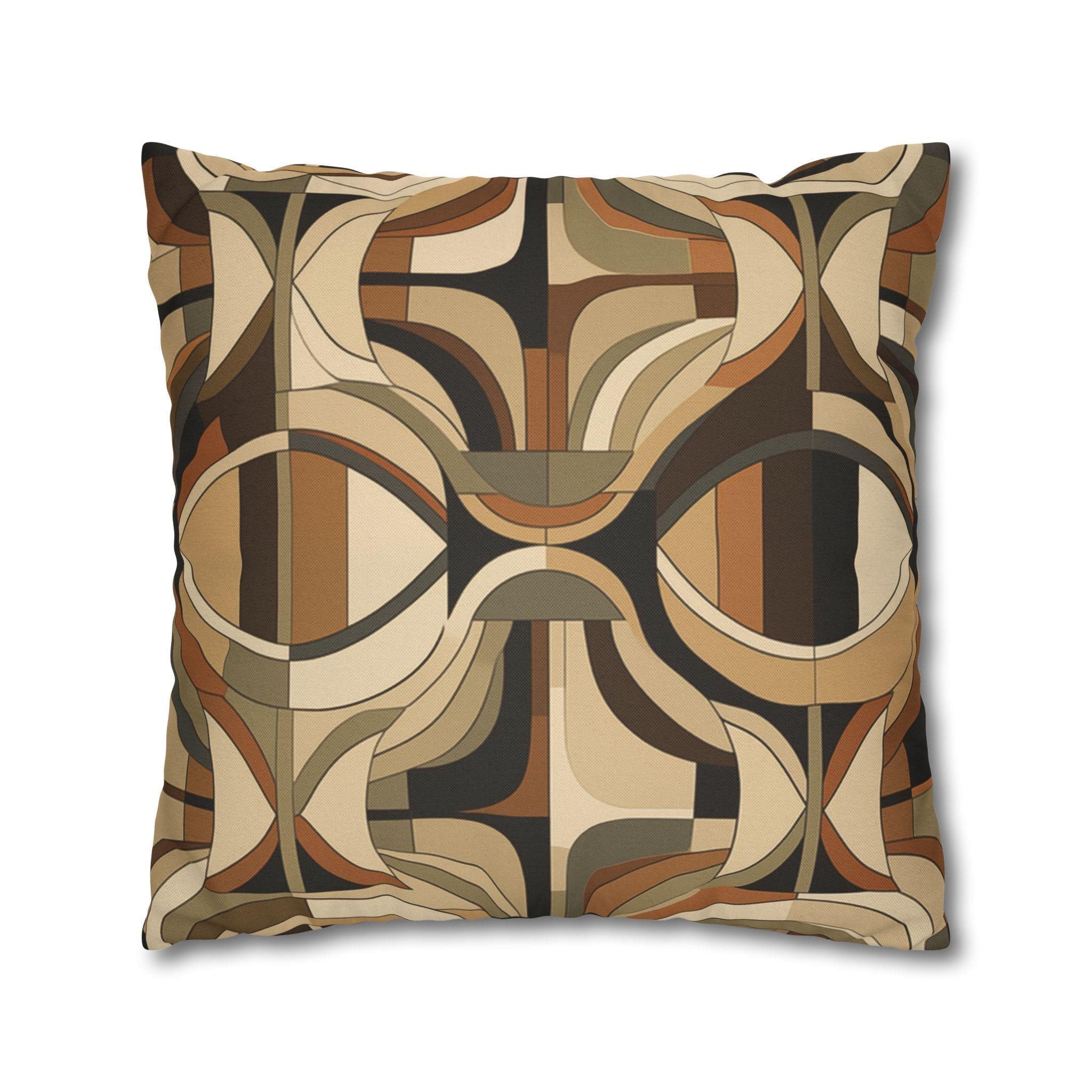 Modern Geometric Throw Pillow Cover, Contemporary Elegance, Sandy Beiges to Deep Rich Browns