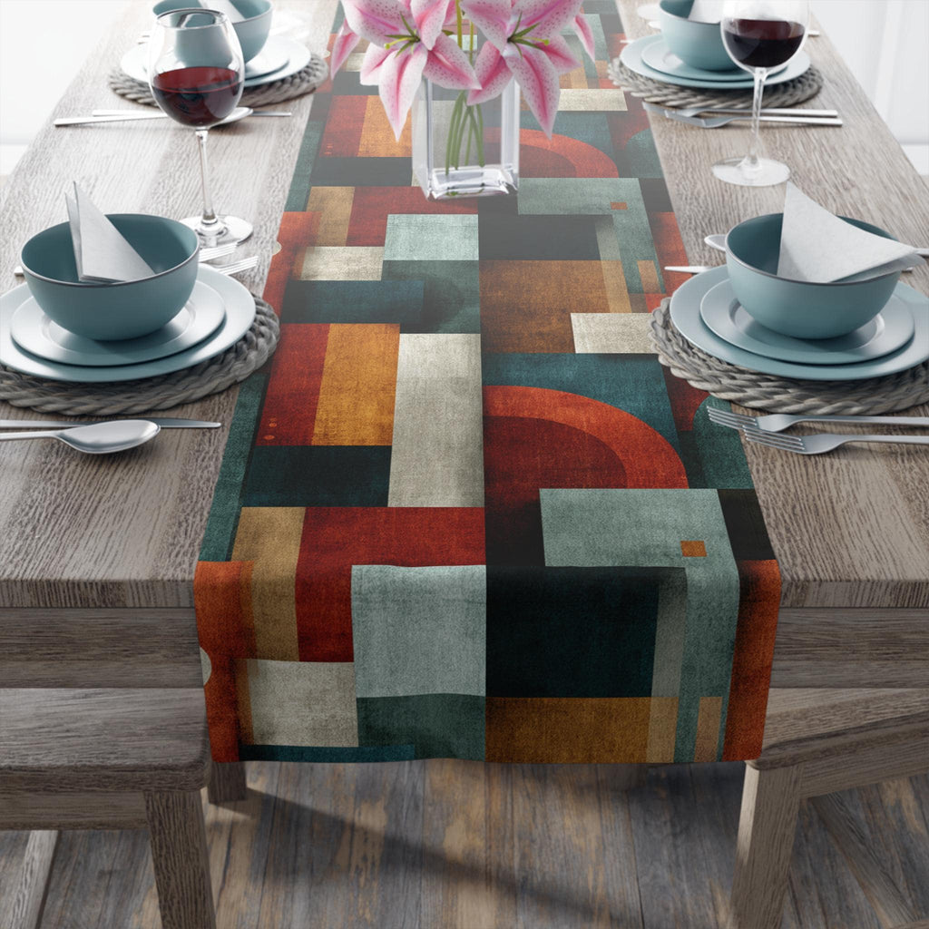 Bauhaus Table Runner: Mid Century Modern Geometric Block Design