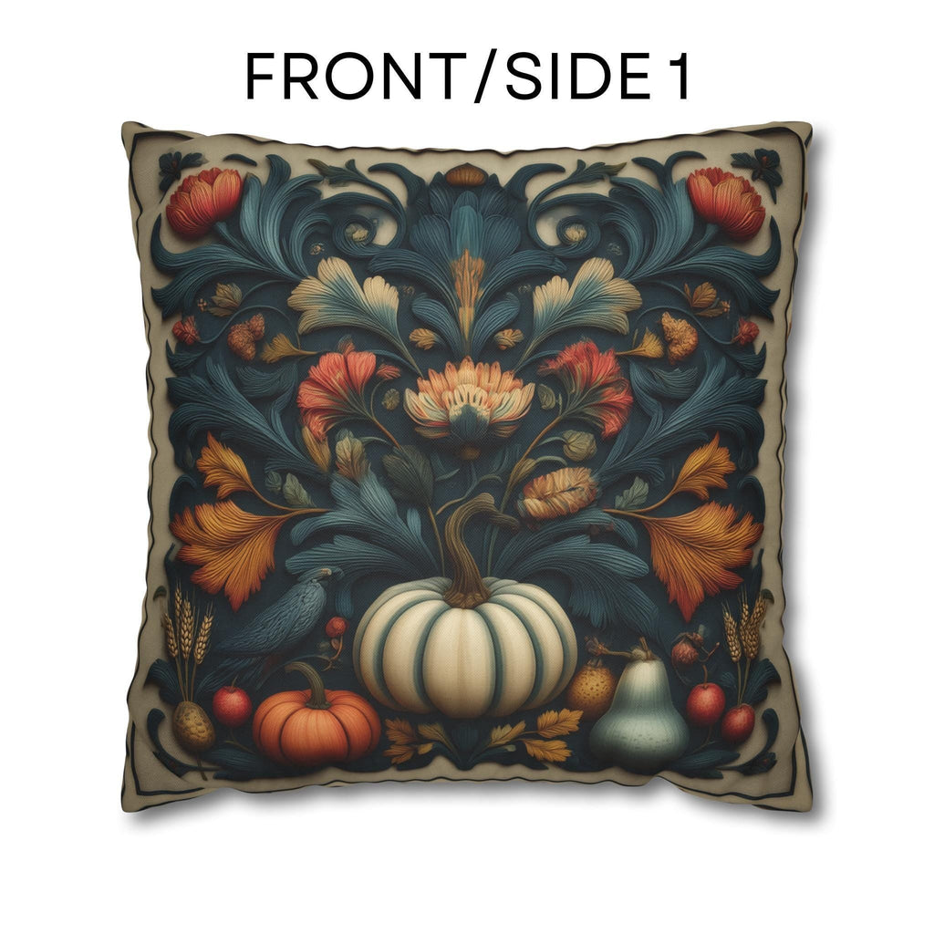 William Morris Autumn Pillow Cover: Cream, Scarlet & Teal Floral Print