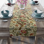 William Morris Table Runner: Vintage Style Botanical Hummingbird Floral Accent
