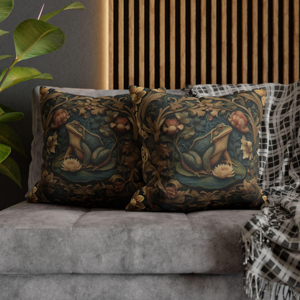 William Morris Inspired Frog Pond Pillow Cover: Botanical Spring & Summer Decor