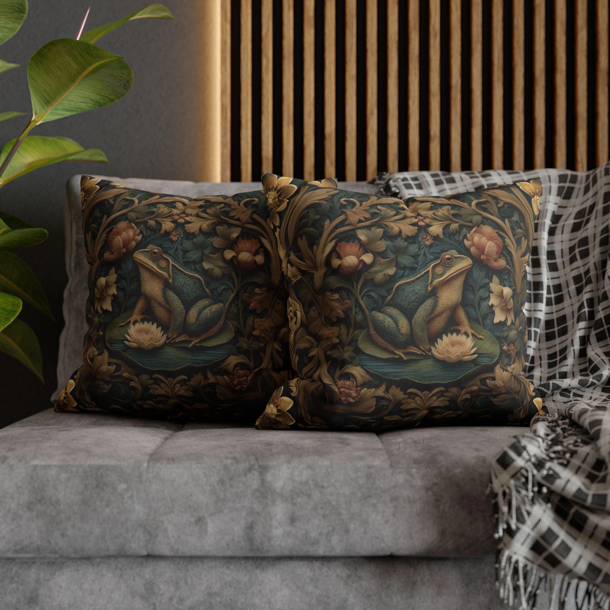 William Morris Inspired Frog Pond Pillow Cover: Botanical Spring & Summer Decor