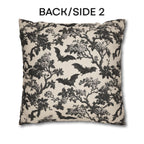 Chinoiserie Five Bats Pillow Cover: Black and Cream Halloween Floral